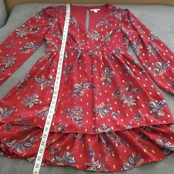 🆕FRANCESCA'S COLLECTION Mi Ami Burgundy V-Neck Floral Long Sleeve Dress SIZE: S - Picture 11 of 15